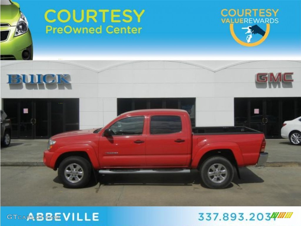 2007 Tacoma V6 SR5 PreRunner Double Cab - Radiant Red / Taupe photo #1