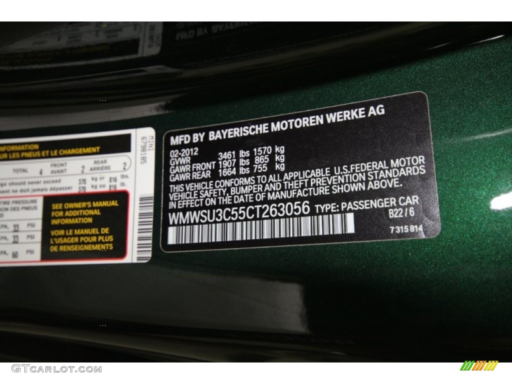 2012 Cooper Color Code B22 for British Racing Green II Metallic Photo #63410705