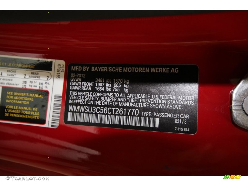 2012 Cooper Color Code 851 for Chili Red Photo #63412025