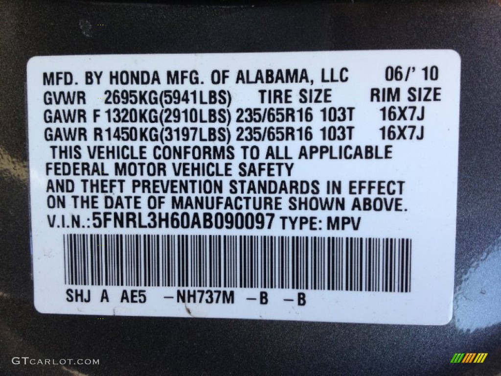 2010 Odyssey Color Code NH737M for Polished Metal Metallic Photo #63412191