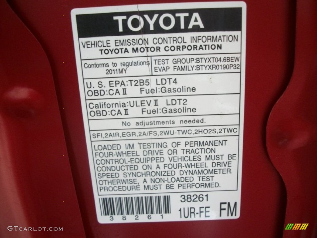 2011 Toyota Tundra Double Cab 4x4 Info Tag Photo #63418178