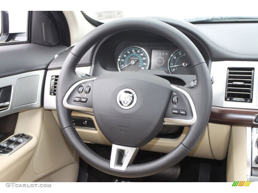 2012 Jaguar XF Standard XF Model Barley/Warm Charcoal Steering Wheel Photo #63428266