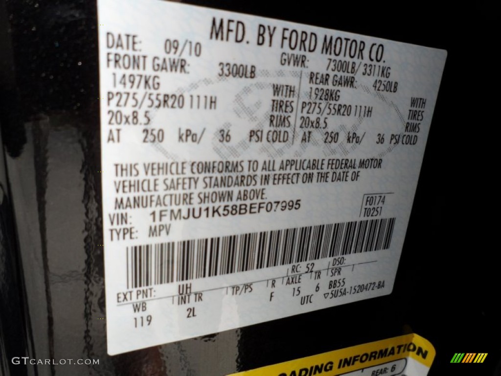 2011 Ford Expedition Limited Color Code Photos