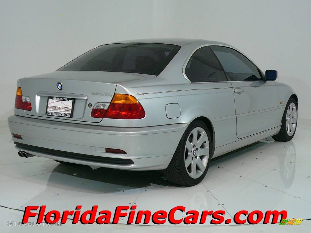 2001 3 Series 325i Coupe - Titanium Silver Metallic / Tanin Red photo #2