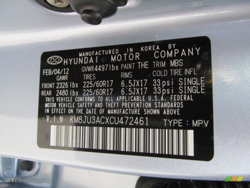 2012 Tucson Color Code THE for Aurora Blue Photo #63434624