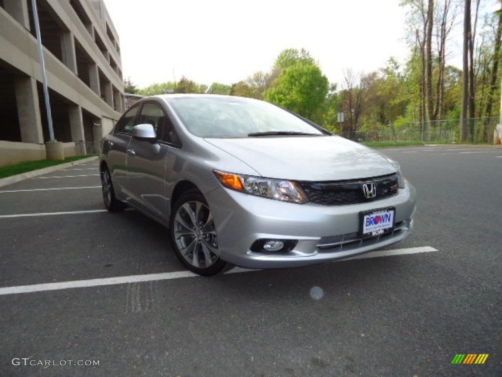 2012 Civic Si Sedan - Alabaster Silver Metallic / Black photo #1