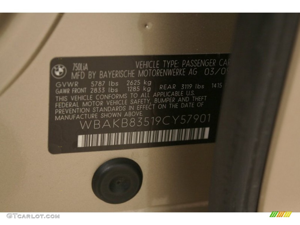 2009 7 Series 750Li Sedan - Milano Beige Metallic / Black Nappa Leather photo #51