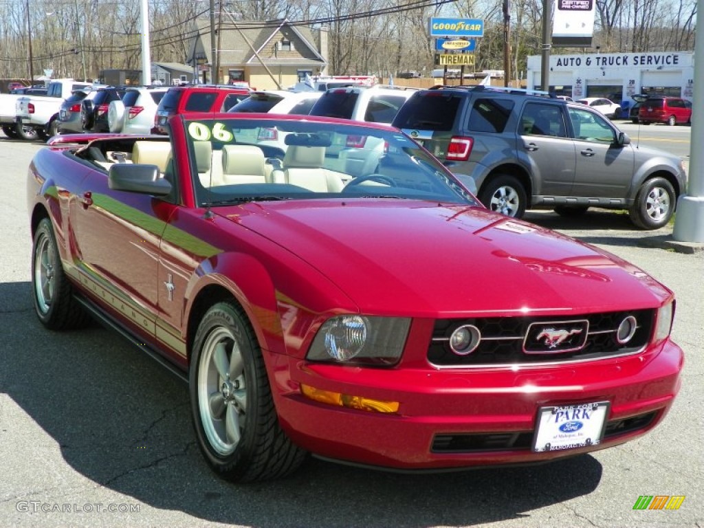 2006 Mustang V6 Premium Convertible - Redfire Metallic / Light Parchment photo #1