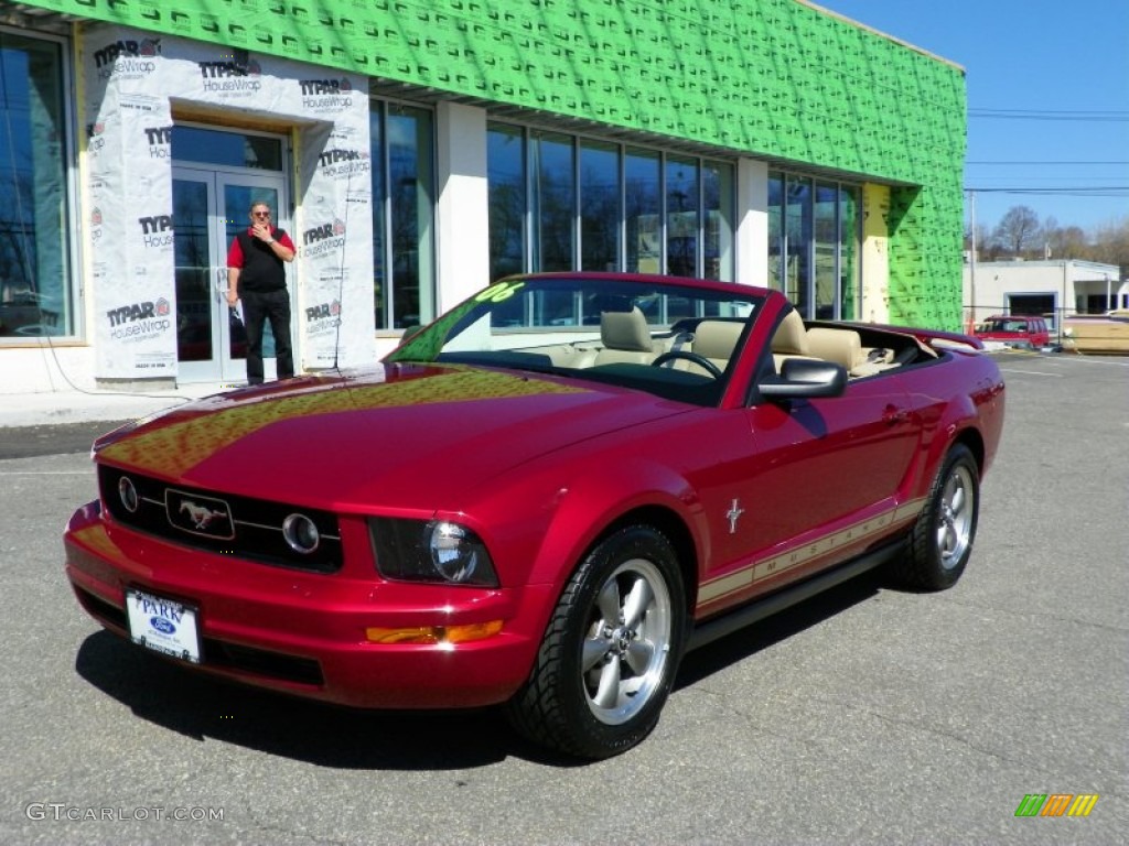 2006 Mustang V6 Premium Convertible - Redfire Metallic / Light Parchment photo #3