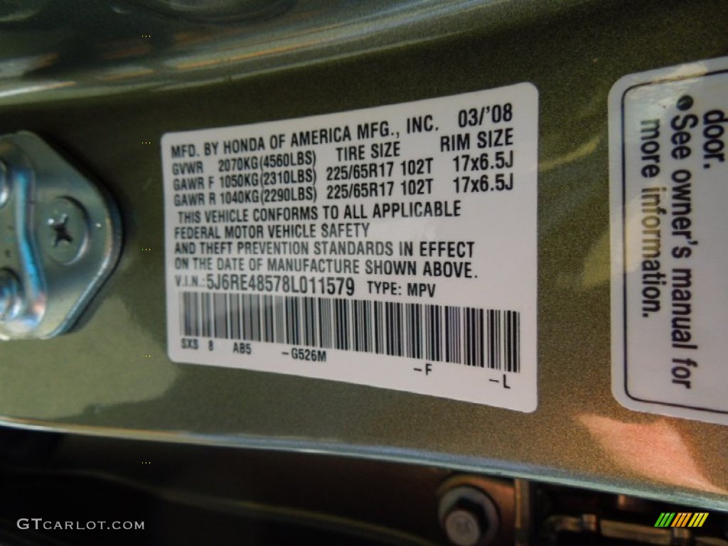 2008 CR-V EX 4WD - Green Tea Metallic / Ivory photo #7