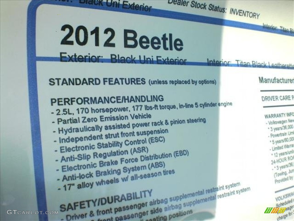 2012 Beetle 2.5L - Black / Titan Black photo #2