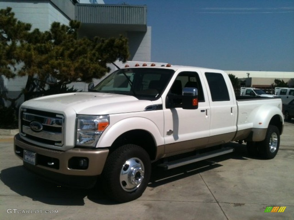 2012 F350 Super Duty King Ranch Crew Cab 4x4 Dually - White Platinum Metallic Tri-Coat / Chaparral Leather photo #3