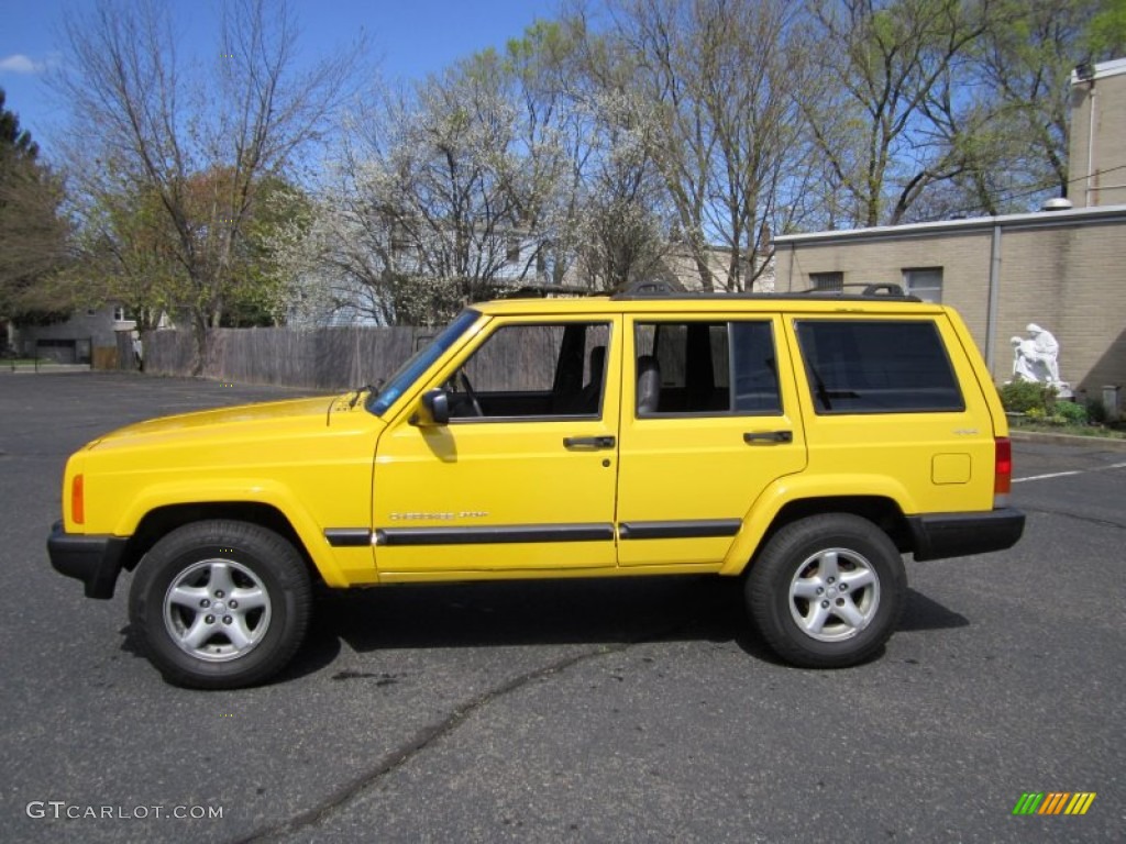 2001 Cherokee Sport 4x4 - Solar Yellow / Agate photo #3