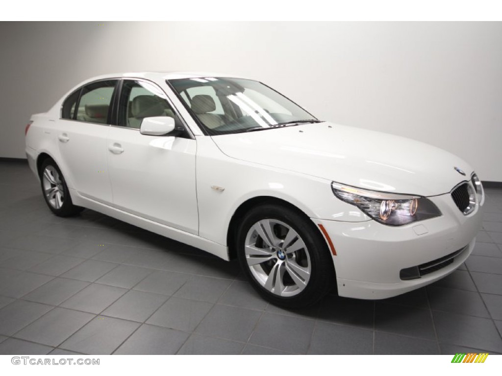 2009 5 Series 528i Sedan - Alpine White / Cream Beige photo #1