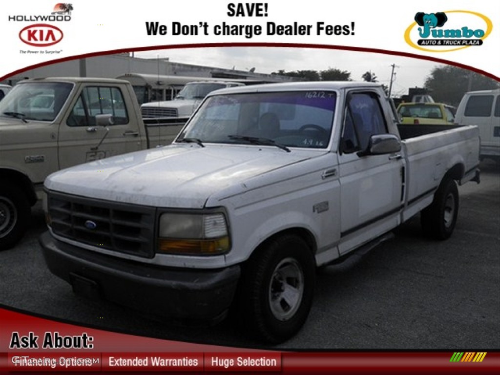 1992 F150 XL Regular Cab - Oxford White / Grey photo #1