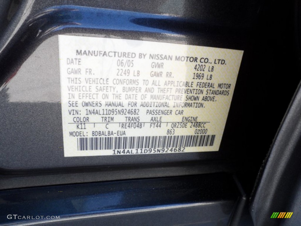 Nissan color code k11