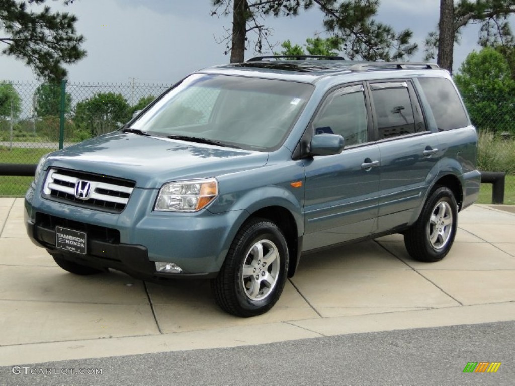 2008 Pilot EX-L - Steel Blue Metallic / Gray photo #10