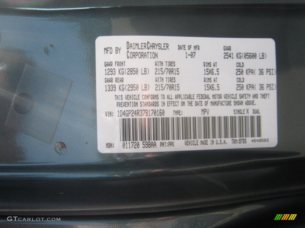2007 Grand Caravan Color Code PPK for Magnesium Pearl Photo #63510487