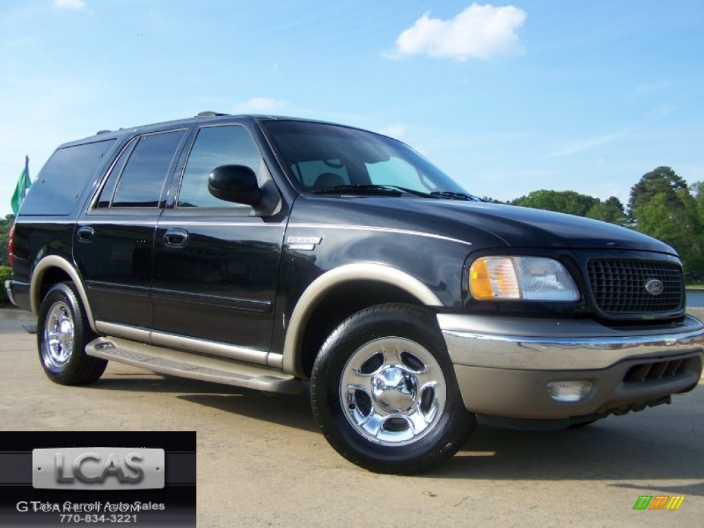 2001 Expedition Eddie Bauer - Black Clearcoat / Medium Parchment photo #1