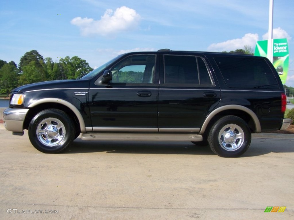 2001 Expedition Eddie Bauer - Black Clearcoat / Medium Parchment photo #12