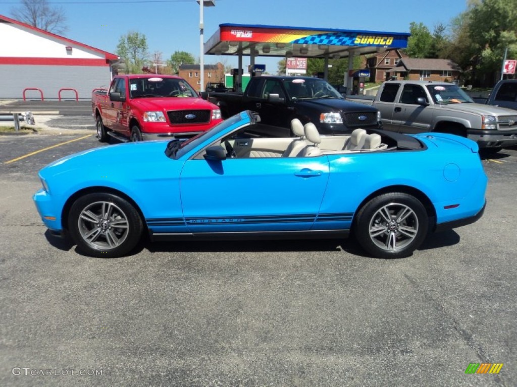 2010 Mustang V6 Premium Convertible - Grabber Blue / Stone photo #1