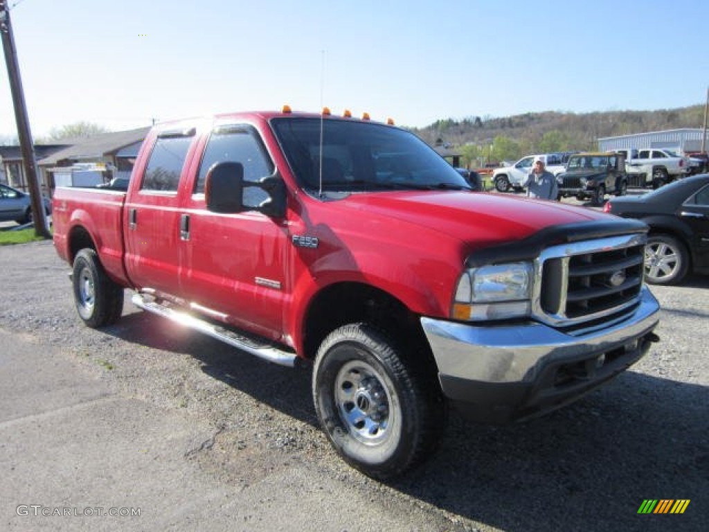2004 F250 Super Duty XLT Crew Cab 4x4 - Red / Medium Flint photo #7
