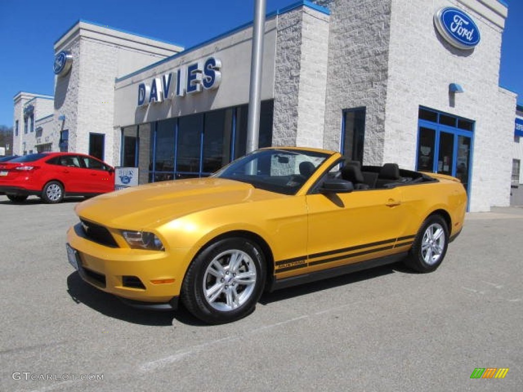 2012 Mustang V6 Convertible - Yellow Blaze Metallic Tri-Coat / Charcoal Black photo #1