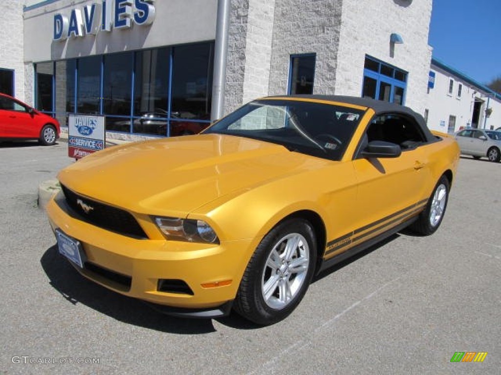 2012 Mustang V6 Convertible - Yellow Blaze Metallic Tri-Coat / Charcoal Black photo #12
