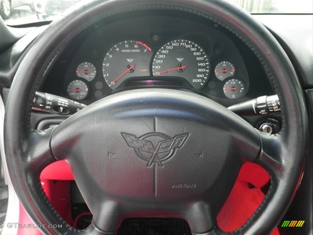 2002 Chevrolet Corvette Convertible Torch Red Steering Wheel Photo #63531105