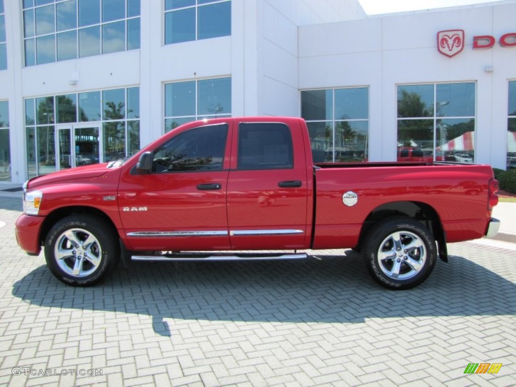 2008 Ram 1500 Laramie Quad Cab - Flame Red / Medium Slate Gray photo #2