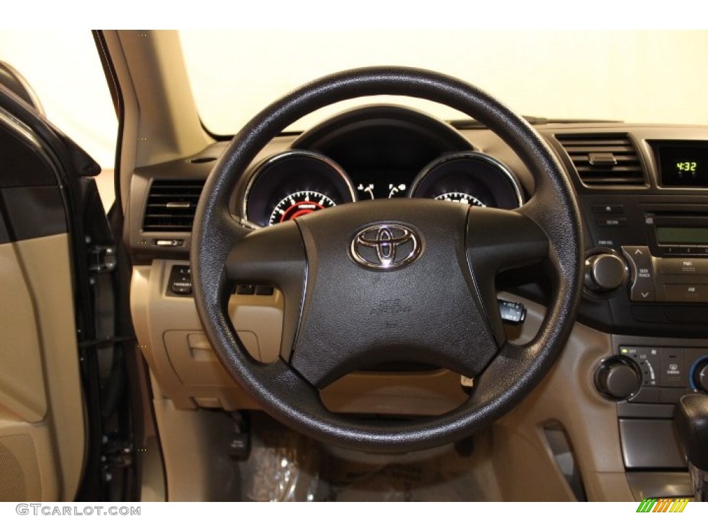 2008 Toyota Highlander 4WD Sand Beige Steering Wheel Photo #63564163