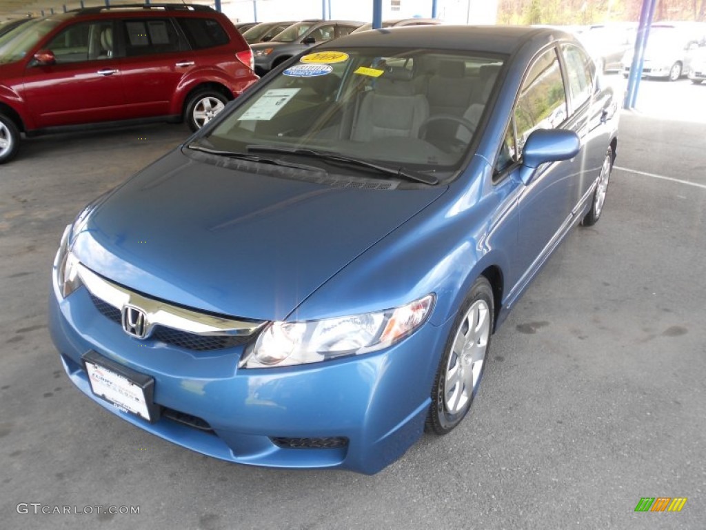 2009 Civic LX Sedan - Atomic Blue Metallic / Gray photo #25