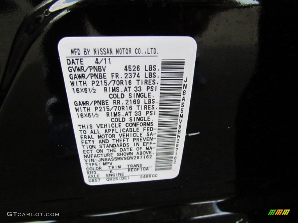 2011 Rogue S AWD - Wicked Black / Gray photo #12