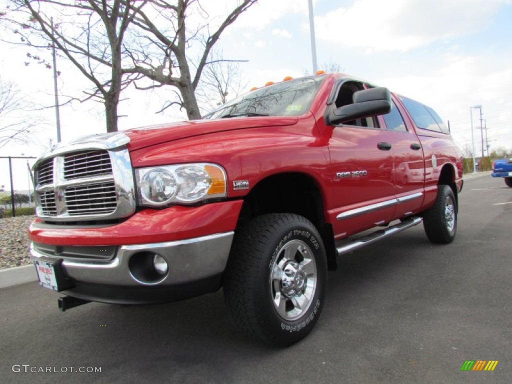 2005 Ram 2500 SLT Quad Cab 4x4 - Flame Red / Dark Slate Gray photo #1