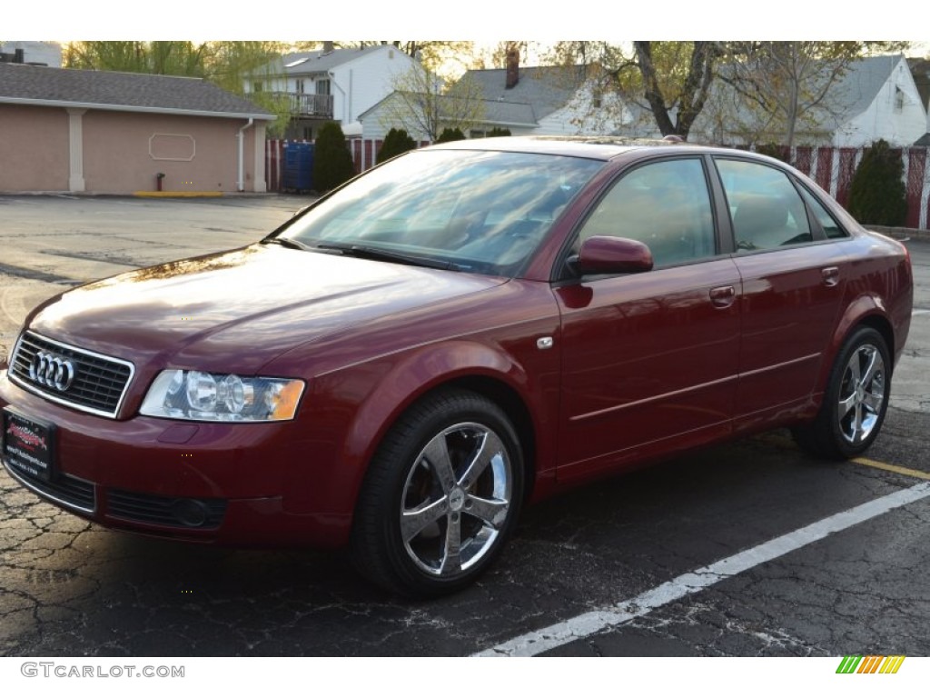 2004 A4 1.8T quattro Sedan - Crimson Red Pearl Effect / Ebony photo #3