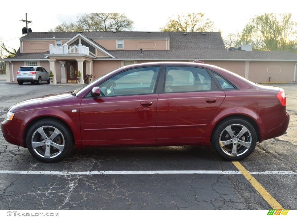 2004 A4 1.8T quattro Sedan - Crimson Red Pearl Effect / Ebony photo #4