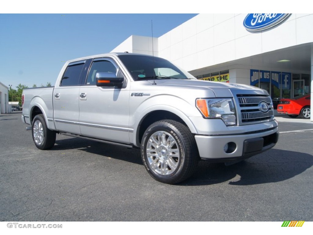 2010 F150 Platinum SuperCrew - Ingot Silver Metallic / Sienna Brown Leather/Black photo #2