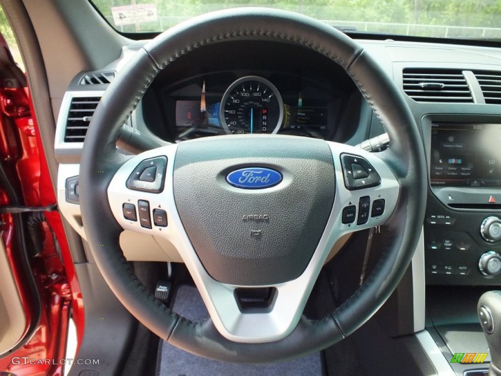 2013 Ford Explorer XLT Medium Light Stone Steering Wheel Photo #63600975