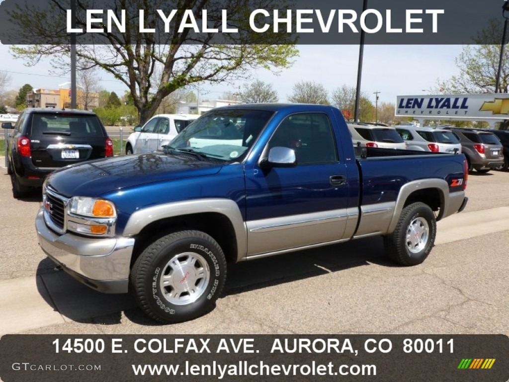 2000 Sierra 1500 SLE Regular Cab 4x4 - Indigo Blue Metallic / Pewter photo #1