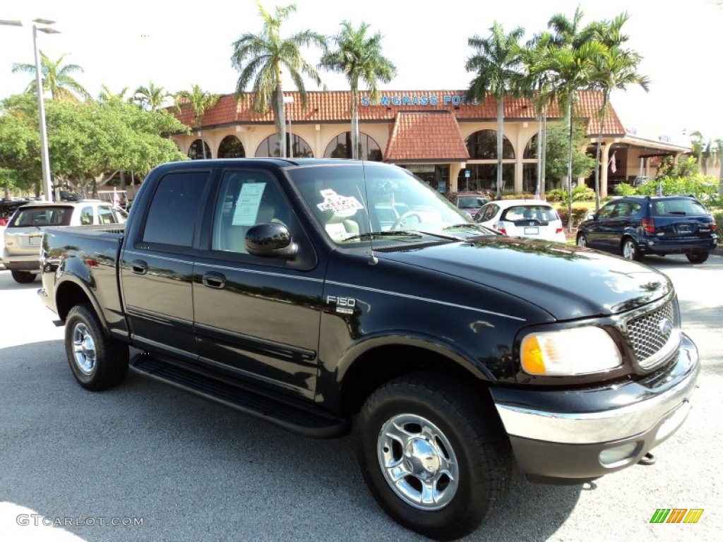 2002 F150 Lariat SuperCrew 4x4 - Black / Medium Parchment photo #1