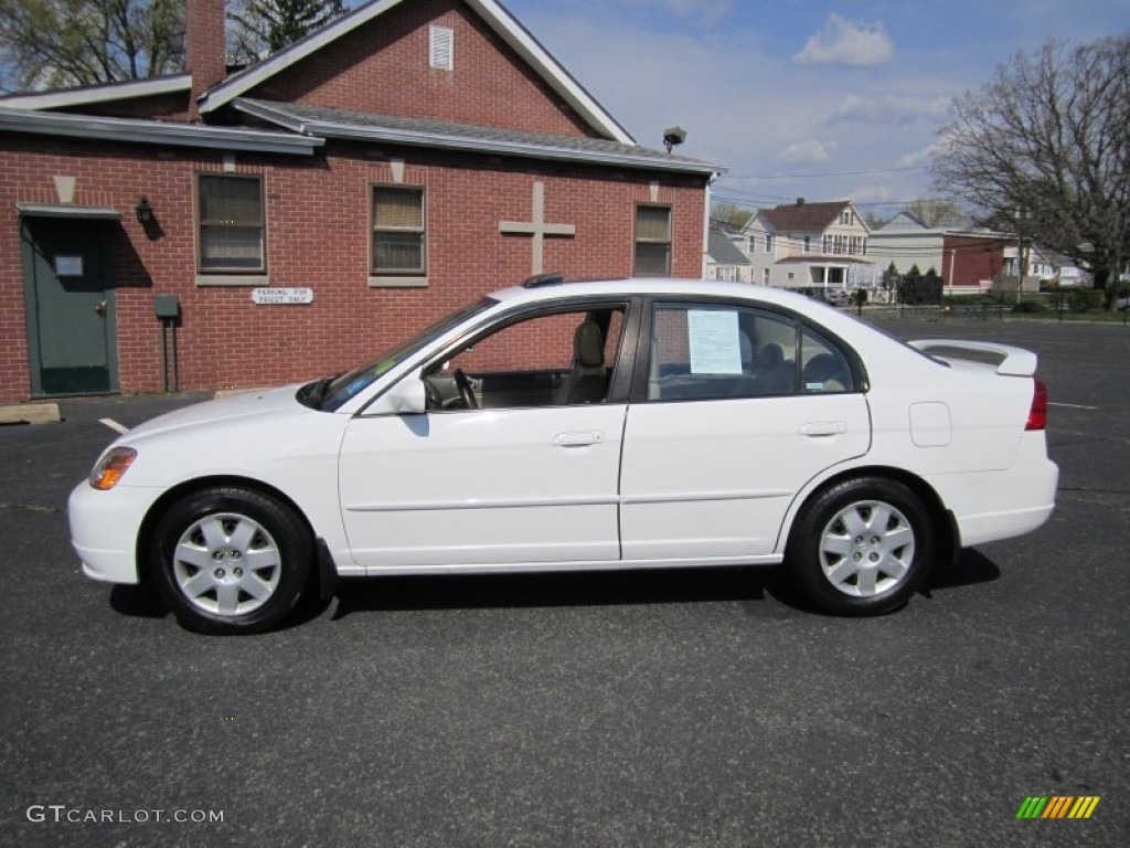 2002 Civic EX Sedan - Taffeta White / Beige photo #1