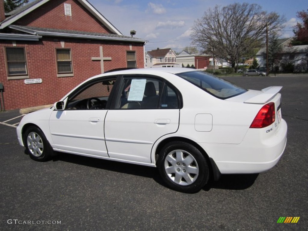 2002 Civic EX Sedan - Taffeta White / Beige photo #4
