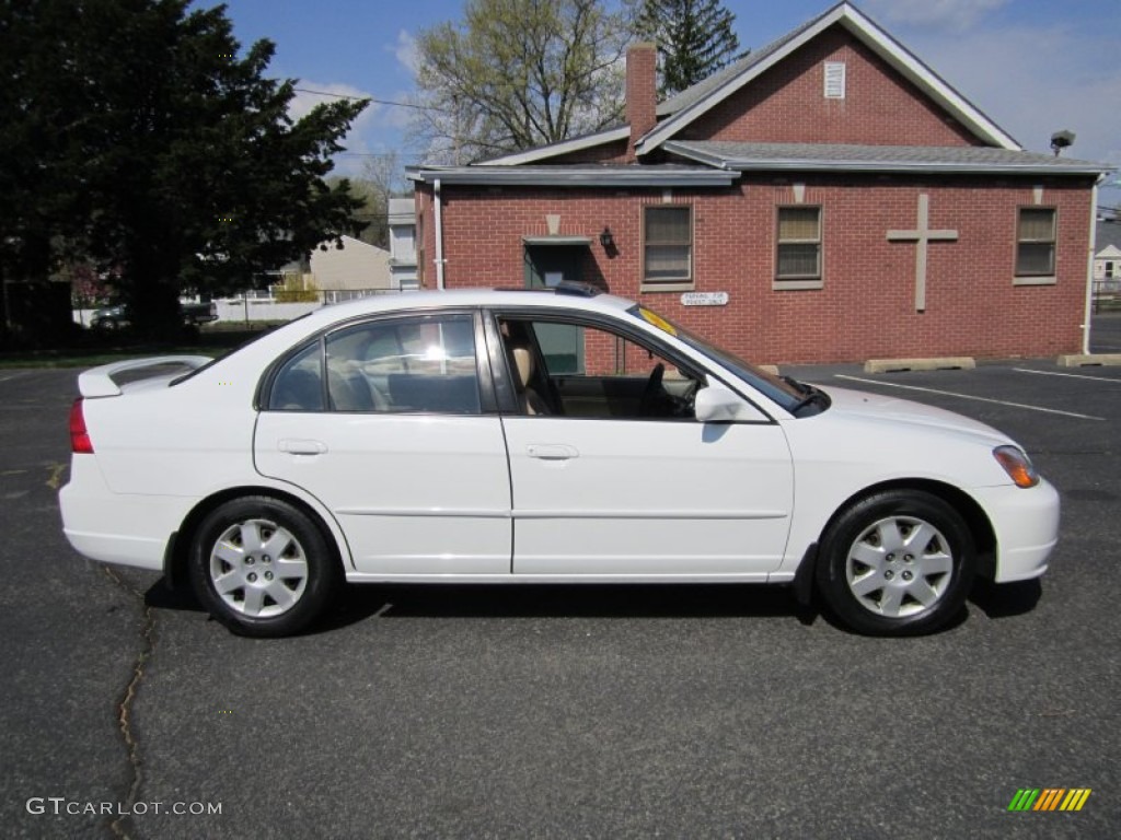 2002 Civic EX Sedan - Taffeta White / Beige photo #9