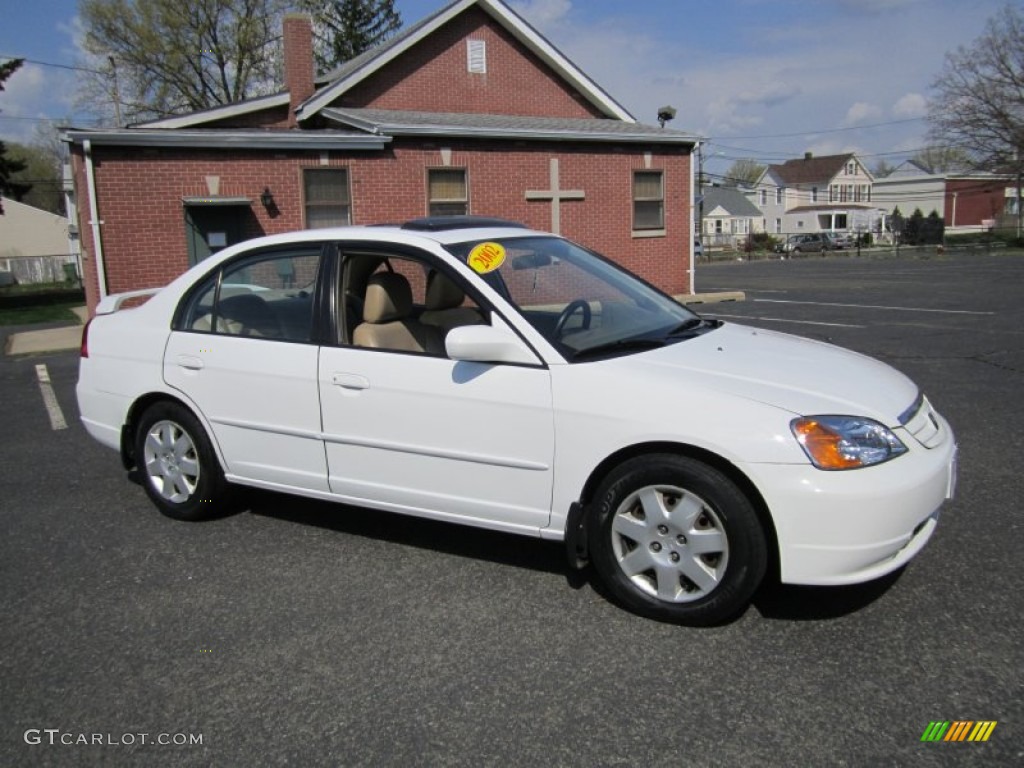 2002 Civic EX Sedan - Taffeta White / Beige photo #10