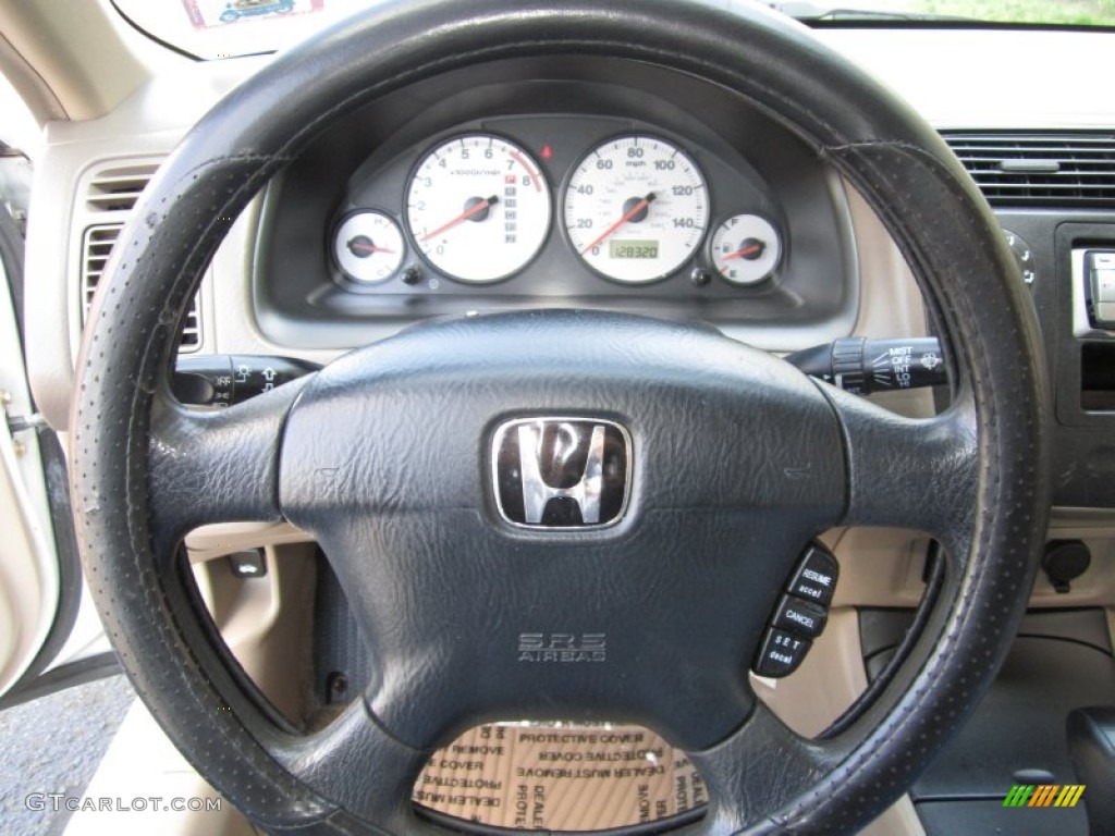 2002 Honda Civic EX Sedan Beige Steering Wheel Photo #63614864