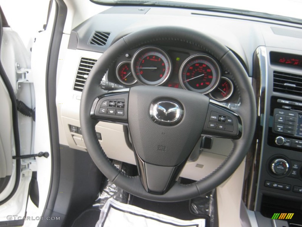 2012 Mazda CX-9 Grand Touring Sand Steering Wheel Photo #63615463