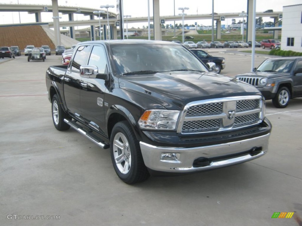 2012 Ram 1500 Laramie Longhorn Crew Cab 4x4 - Black / Dark Slate Gray/Russet photo #7