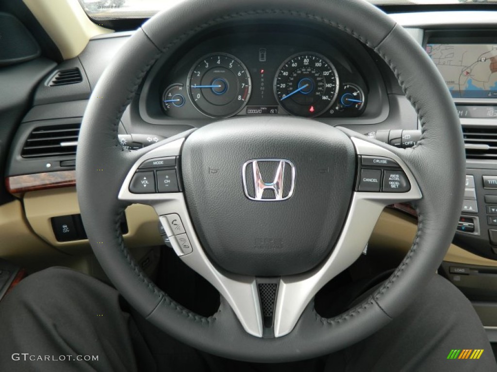 2012 Honda Accord Crosstour EX-L Ivory Steering Wheel Photo #63623740