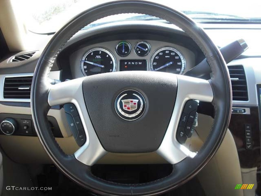 2011 Cadillac Escalade Hybrid AWD Cashmere/Cocoa Steering Wheel Photo #63626422