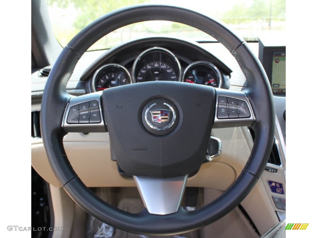 2011 Cadillac CTS 4 AWD Coupe Cashmere/Cocoa Steering Wheel Photo #63628582